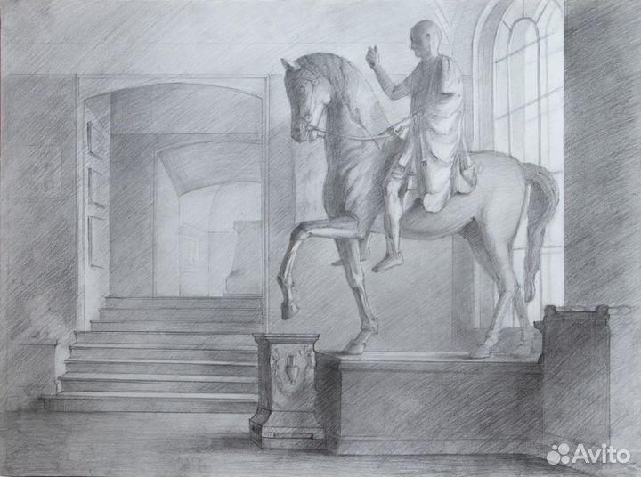 Интерьеры музея слепков, рисунок А2, без рамы