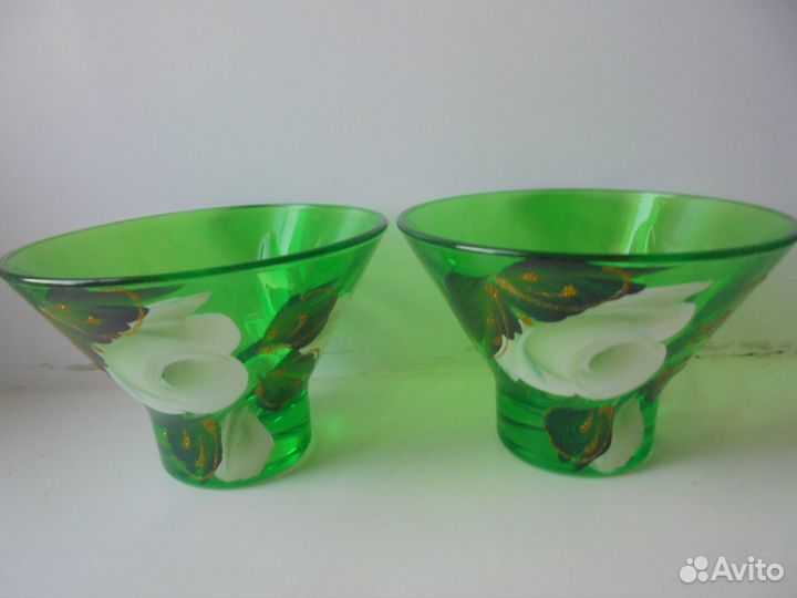 Наб стаканы (250 мл) +стопки (50 мл) Зелён роспись