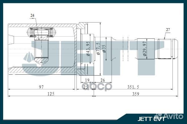 ШРУС внутренний jett V40-1457 V40-1457 jett