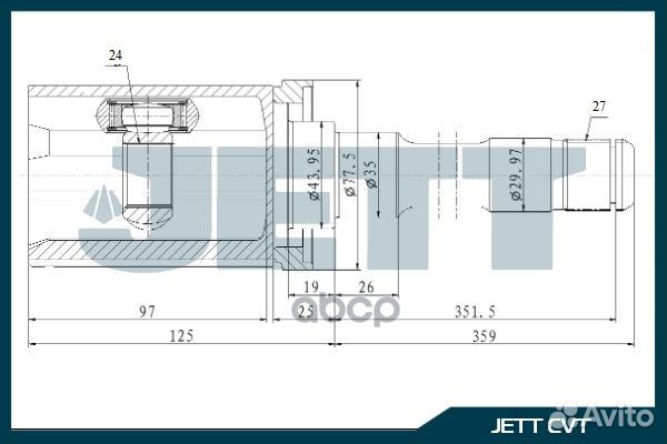 ШРУС внутренний jett V40-1457 V40-1457 jett