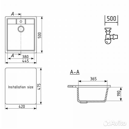 Кухонная мойка Ulgran U-406-344, ультра-черный