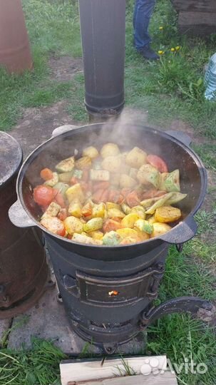 Буржуйка чугун с боковым отводом,очаг под казан