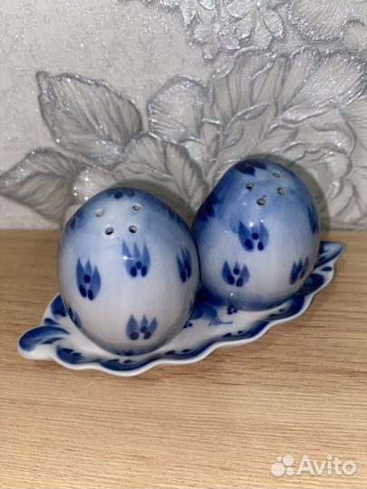 Набор для специй Ёжики Гжель ручная роспись