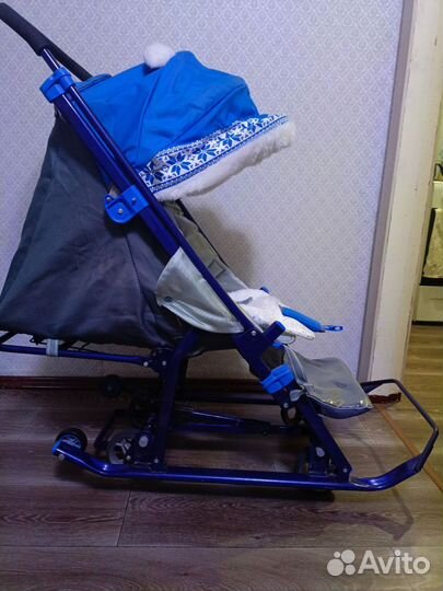 Детские санки коляска с колесами