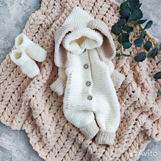 Комбинезон вязаный на выписку, вязание на заказ