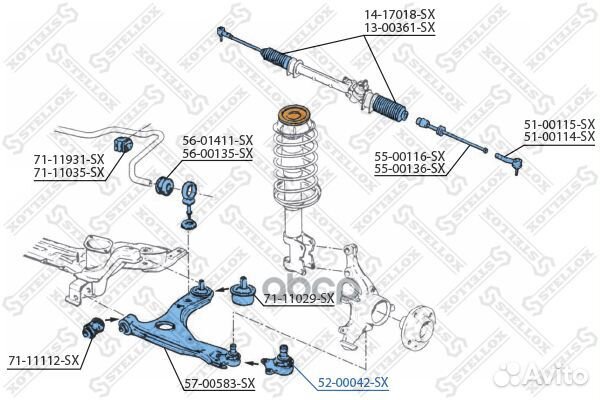 Опора шаровая к-ктVW Golf/Passat 87-98 5200042SX