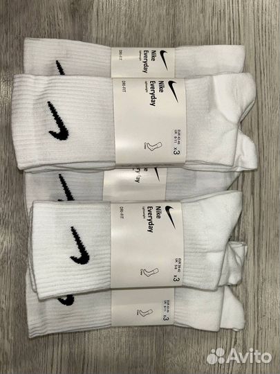 Носки nike everyday белые высокие 3 пары