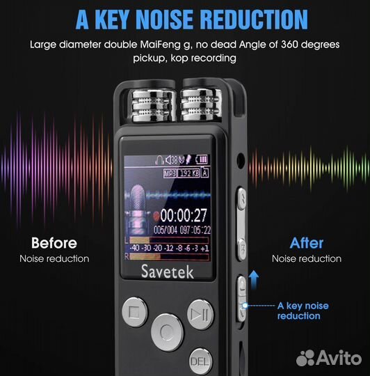 Профессиональный Savetek цифровой диктофон 32 GB