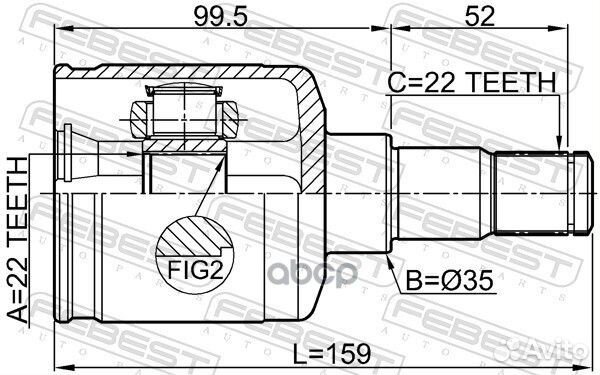 ШРУС внутренний правый 22X35X22 cobalt 13 1011C