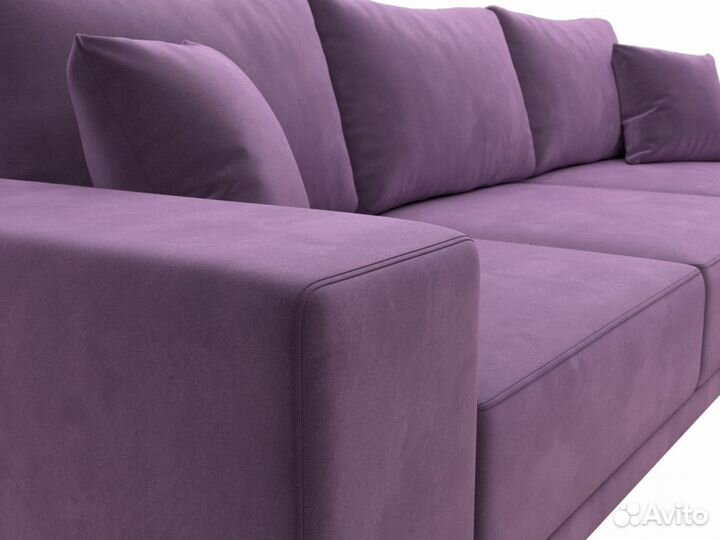 Диван угловой Льюес правый, микровельвет, сиреневый