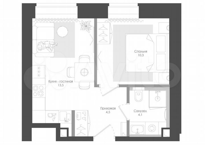 1-к. квартира, 35,9 м², 35/39 эт.