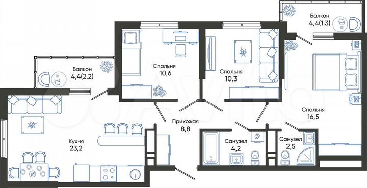 3-к. квартира, 79,6 м², 20/24 эт.