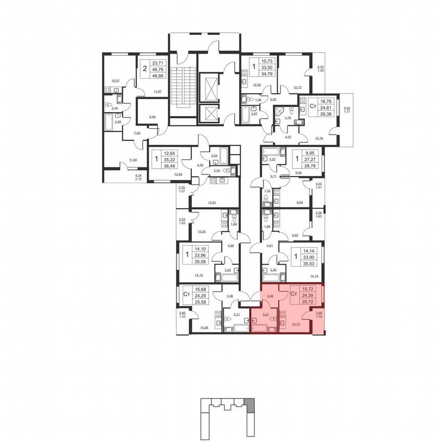 Квартира-студия, 25,7 м², 5/19 эт.