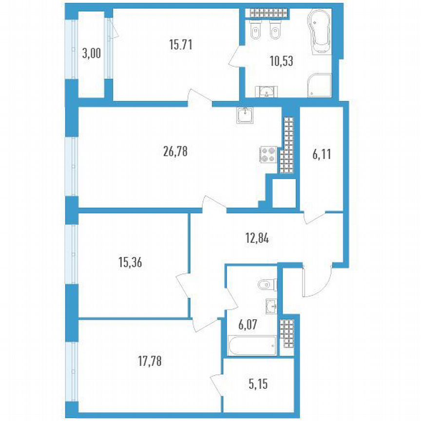 3-к. квартира, 117 м², 19/23 эт.