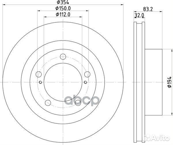 Диск тормозной передний 354x32 5 отв