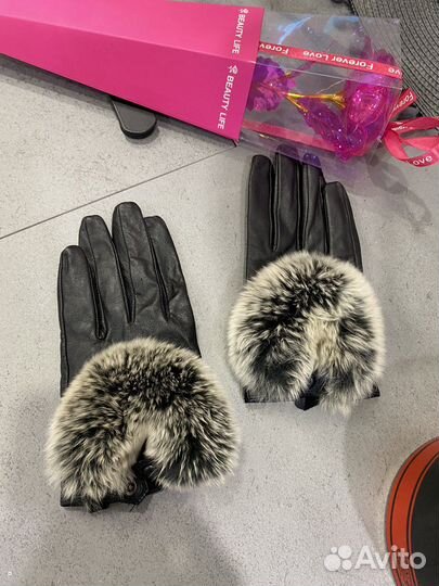 Перчатки с шиншиллой (натуральная кожа )