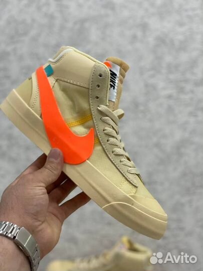 Кеды Nike Blazer Mid Off White swoosh премиум