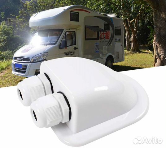 Гермоввод двойной белый, для автодома, под кабель