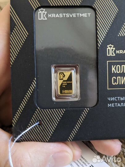 Коллекционный золотой слиток 1г. 999.9 fine gold