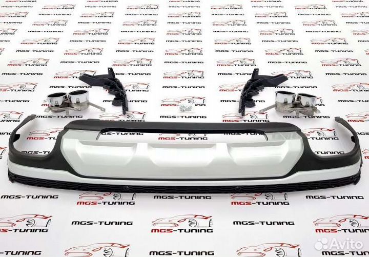 Диффузор на Audi Q7 4M рест SQ7 серебро + насадки