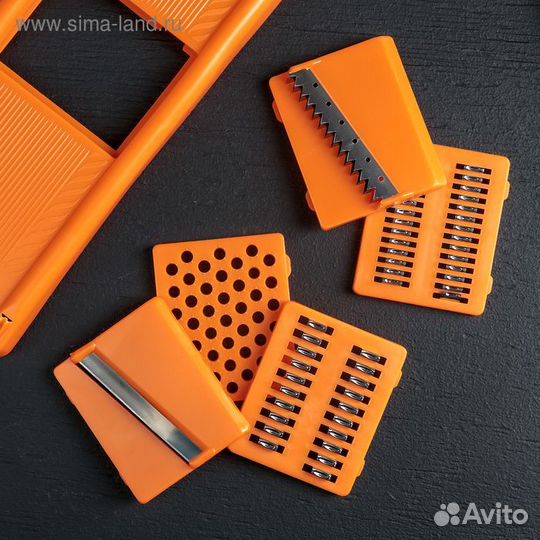 Овощерезка, с 5 насадками, цвет оранжевый, 32 см