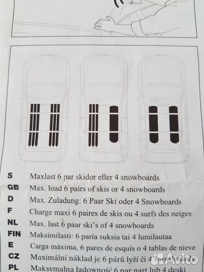 Багажник крепление для лыж и сноубордов