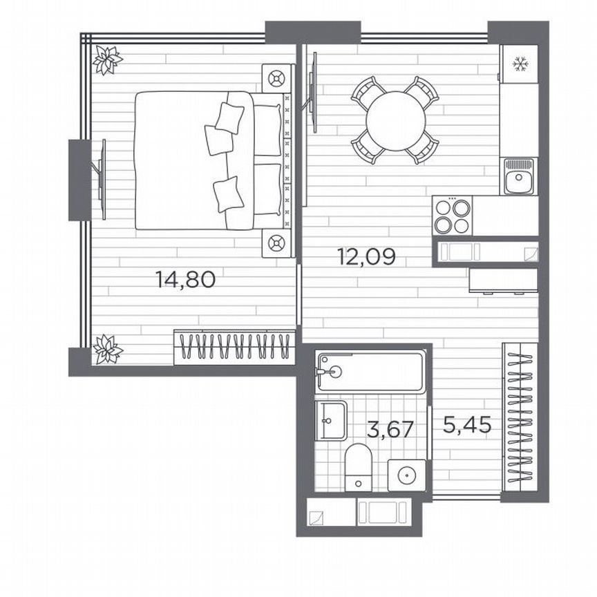 1-к. квартира, 36 м², 4/5 эт.