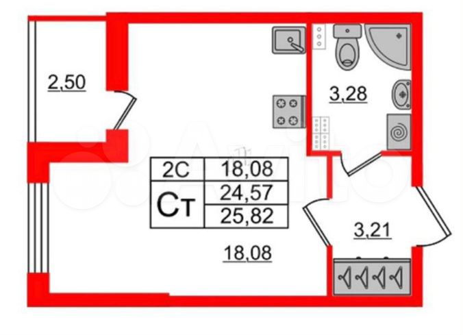 Квартира-студия, 26 м², 4/5 эт.