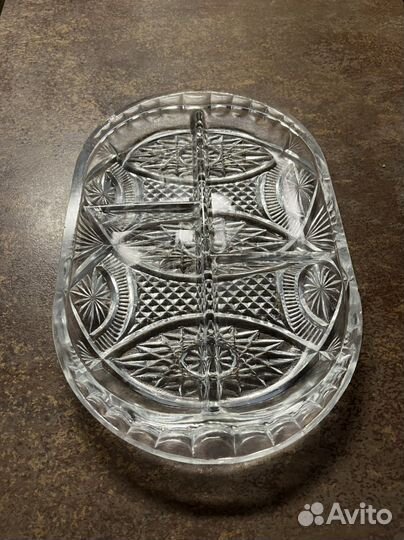 Хрустальная сервировочная тарелка винтаж СССР