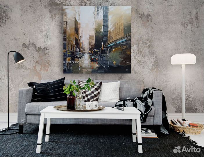 Живописная интерьерная картина, холст масло 90-90