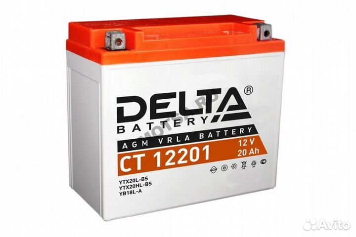 Аккумулятор 12В20Ач delta CT12201 (YTX20L-BS) (кис