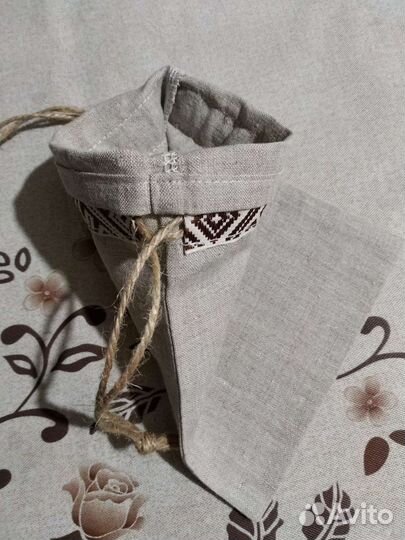 Экомешочки льняные с джутовыми завязками