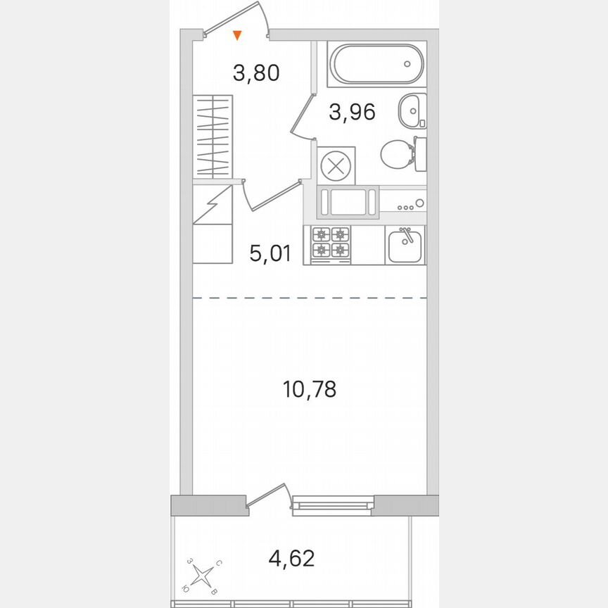 Квартира-студия, 24,9 м², 6/8 эт.