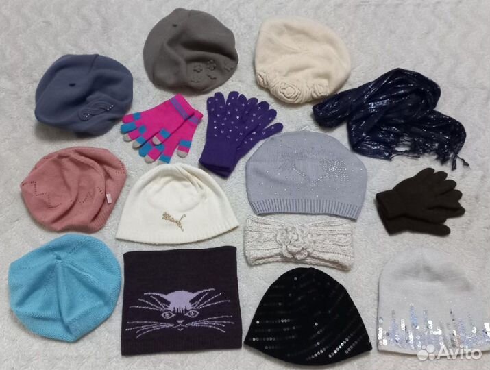 Шапки, беретки, повязка, шарфы, перчатки, манишка