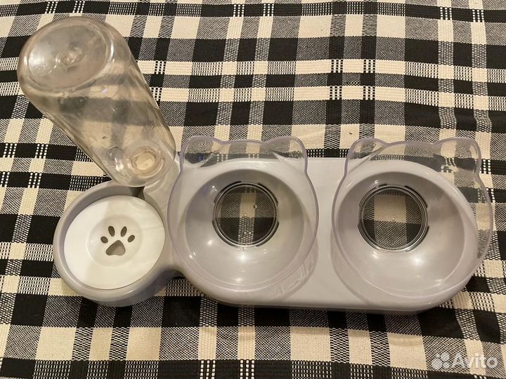 Кормушка для кошки (собачки): 2 миски, автопоилка