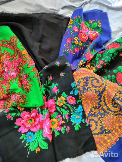 Платок Павлопосадский СССР шерсть и х/б