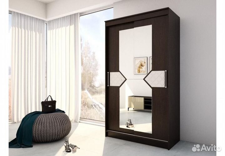 Шкаф-купе Николь 2 венге, лиственница светлая