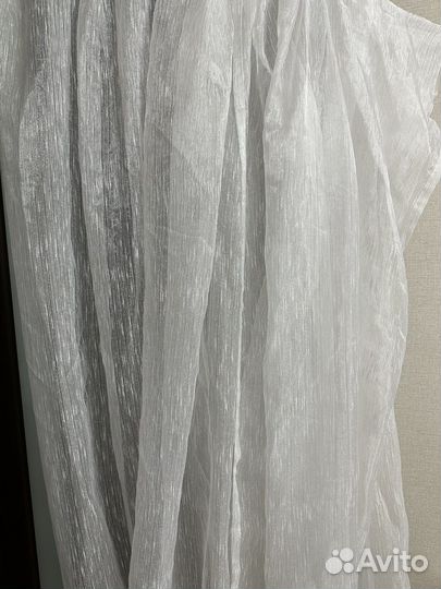 Тюль на шторной ленте собранная подшитая