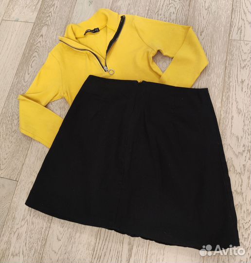 Юбка Zara кофта в рубчик