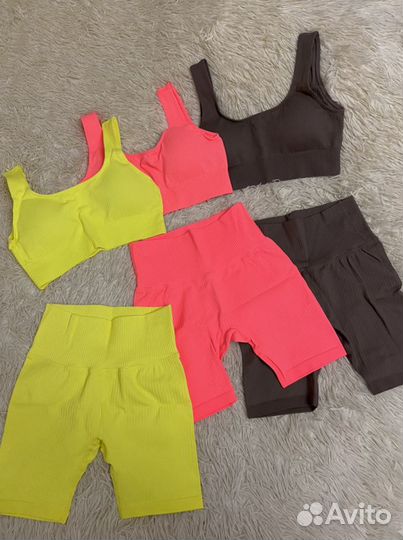 Бесшовный спортивный комплект для йоги/фитнеса