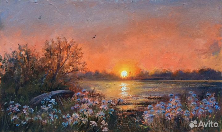 Картина маслом Летний день, пейзаж