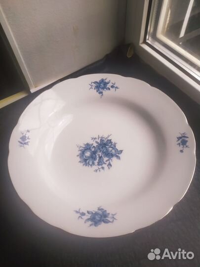 Тарелки Пиалы Розы, Синяя Япония 1970-е гг Винтаж