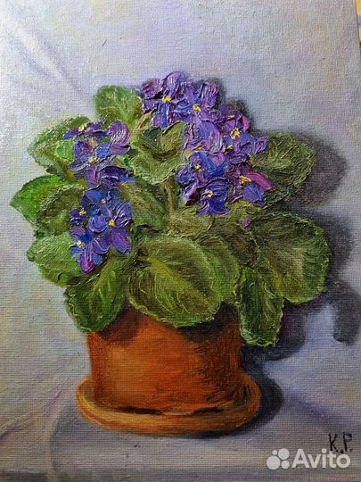 Картина маслом цветы фиалки