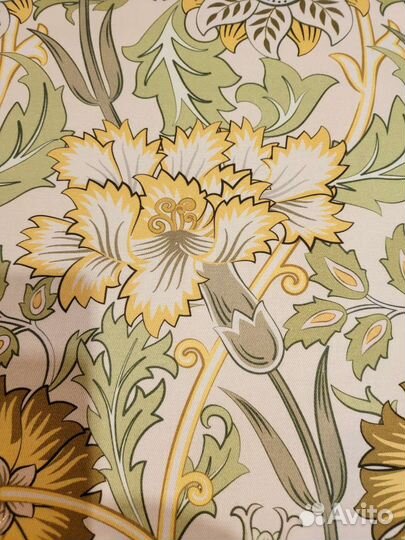 Ткань хлопковая саржа Гвоздики желтые Моррис