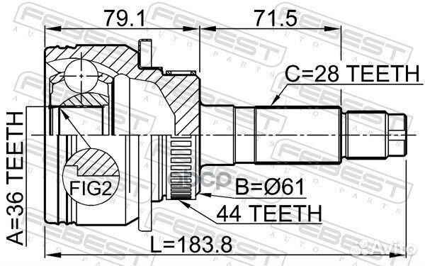 ШРУС наружный (36X61X28) mazda BT-50 06-11, ford