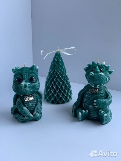 Свеча из натурального пчелиного воска, зел.дракон