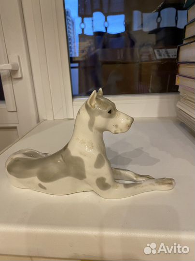 Фарфоровая статуэтка мраморный дог лфз