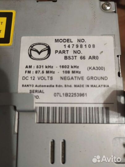 Родная магнитола Mazda 3 bk рестайлинг