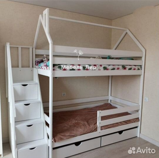 Детская 2-х ярусная кровать из массива 90х180