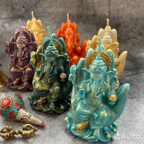 Свеча Ганеша из пчелиного воска - 11 см